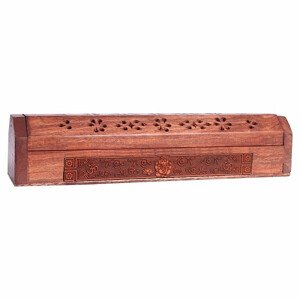 Truhlička a stojánek dřevo na vonné tyčinky s Ganéšou - cca 31 x 5,5 x 6 cm