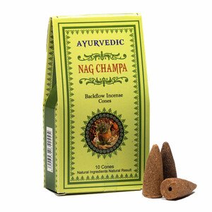 Vonné kužely pro tekoucí dým Ajurvéda Nag Champa Backflow Incense Cones - 10 ks