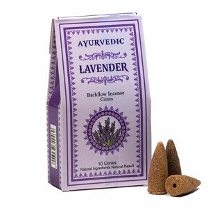 Vonné kužely pro tekoucí dým Ajurvéda Lavender Backflow Incense Cones - 10 ks