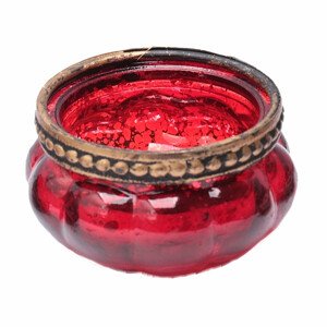 Svícen sklo na čajové svíčky červený - 6 x 3 cm