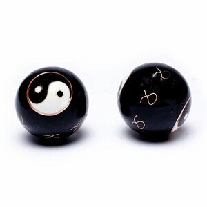 Zdravotní čínské meditační kuličky proti stresu Yin Yang black ozdobné 4 cm - cca 4 cm