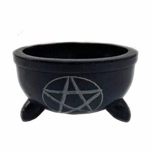 Stojánek na vonné tyčinky miska černá s pentagramem - cca 10 x 6 cm
