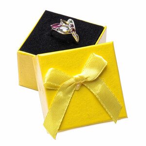Papírová dárková krabička žlutá na prsteny 5 x 5 cm - 5 x 5 x 3,5 cm