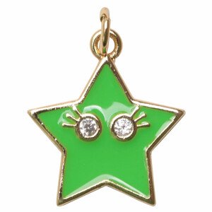 Přívěsek Zelená hvězda kubická zirkonie a smalt - cca 1,7 cm