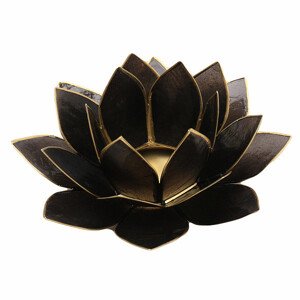 Svícen lotos černý - cca 13,5 cm