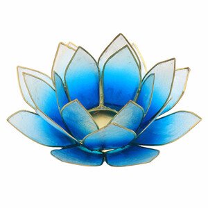 Svícen lotos světlemodrý - cca 13,5 cm