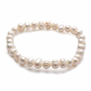 Náramek z bílých perel v prvotřídní kvalitě A grade - obvod cca 16 až 22 cm