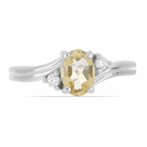 Prsten stříbrný s broušeným citrínem a zirkony Ag 925 026295 CT - 60 mm (US 9) 2,66 g