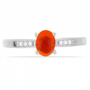 Prsten stříbrný s oranžovým opálem a zirkony Ag 925 012812 OROP - 60 mm (US 9), 1,9 g
