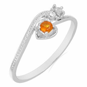 Prsten stříbrný s broušeným oranžovým kyanitem a zirkony Ag 925 031131 ORK - 57 mm (US 8), 1,41 g