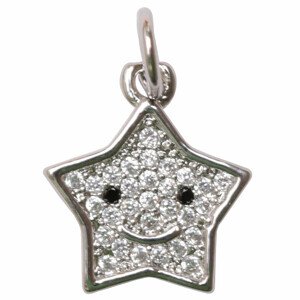 Přívěsek Hvězda s úsměvem v barvě stříbra kubická zirkonie - cca 1 cm