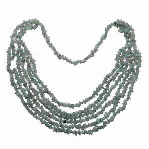 Akvamarín náhrdelník sekaný pětiřadý - cca 75 cm
