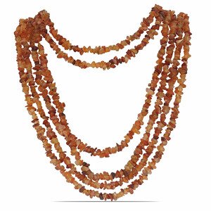 Karneol náhrdelník sekaný pětiřadý - cca 75 cm
