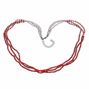 Labradorit a červený onyx náhrdelník z broušených korálků - cca 45 - 50 cm