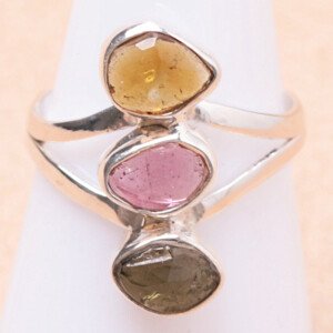 Designový prsten s vícebarevnými turmalíny stříbro Ag 925 68086 - 55 mm (US 7,5), 3,4 g