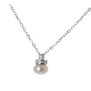 Dámský stříbrný náhrdelník s perlou 59840F