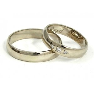 Zlaté snubní prsteny bílé půlkulaté 1005 + DÁREK ZDARMA