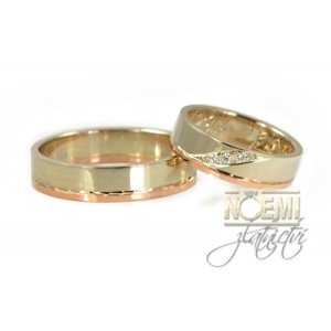 Snubní prsteny dvoubarevné zlaté 0082 + DÁREK ZDARMA