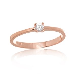 Prsten z růžového zlata s čirými zirkony PR0578F + DÁREK ZDARMA