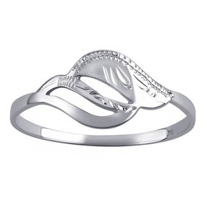 Stříbrný prsten lístek Chaja s ručním rytím velikost obvod 59 mm