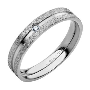 BRUNO Pískovaný prsten s kamínkem S3718 - velikost 5 (EU: 49 - 51)