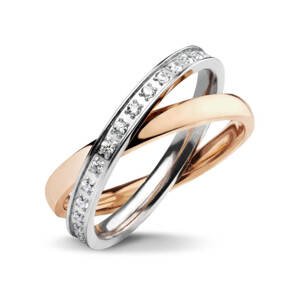 BRUNO Pohyblivý prsten TWIST s kamínky ROSE GOLD S4063 - velikost 4 (EU: 46,5 - 48,5)