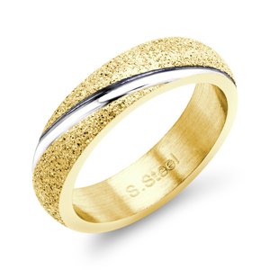 BRUNO Pískovaný prsten s drážkou GOLD S4178 - velikost 10 (EU: 61,5 - 63,5)