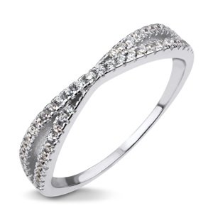 BRUNOshop.cz Y0012 Stříbrný dvojitý kamínkový prsten se zirkony Y0012 - velikost 8 (EU: 56,5 - 58,5)