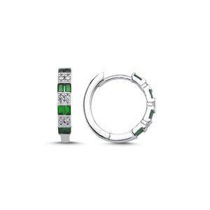 Klenoty Amber Stříbrné náušnice zirkonové kruhy Emerald 18 mm