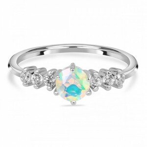 Klenoty Amber Luxusní stříbrný prsten s opálem a topazy Soulmate Velikost: 54