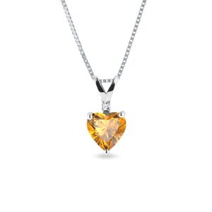 Zlatý náhrdelník s citrínem a diamantem KLENOTA