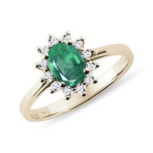 Smaragdový prsten s brilianty ve žlutém zlatě KLENOTA
