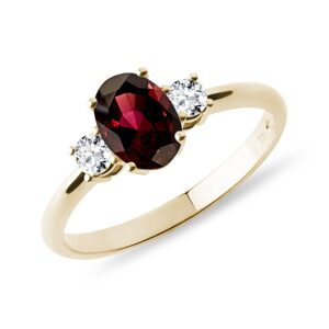 Krásný granátový prsten s diamanty ve zlatě KLENOTA