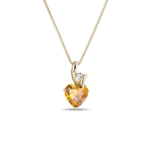 Zlatý náhrdelník srdce s citrínem a briliantem KLENOTA