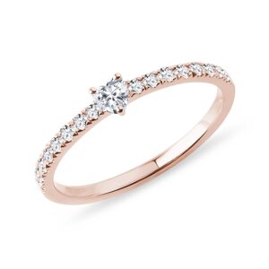 Diamantový prsten se srdíčkem v růžovém zlatě KLENOTA