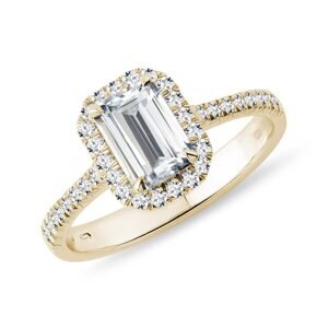 Zásnubní prsten s emerald diamantem ve 14k zlatě KLENOTA