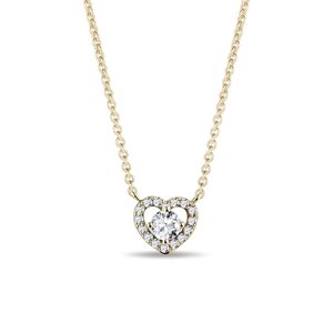 Diamantový náhrdelník srdce ze žlutého zlata KLENOTA