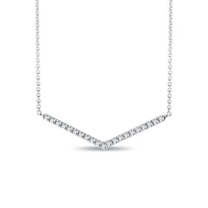 Diamantový náhrdelník s motivem "V" z bílého zlata KLENOTA
