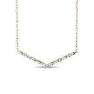 Diamantový náhrdelník s motivem "V" ve žlutém zlatě KLENOTA