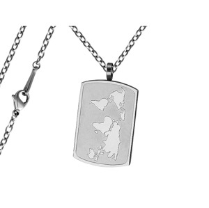 Pánský náhrdelník Známka s mapou Typ řetízku: Řetízek chirurgická ocel 55 cm x 0,25 cm 2637/RET
