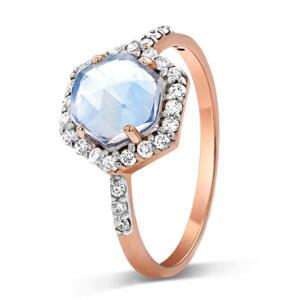 Royal Fashion prsten 14k zlato Vermeil GU-DR10305R-ROSEGOLD-MOONSTONE-ZIRCON Velikost: 6 (EU: 51-53)