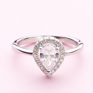 Emporial Royal Fashion stříbrný prsten Křišťálová kapka ATH-R07-SILVER Velikost: 7 (EU: 54-56)