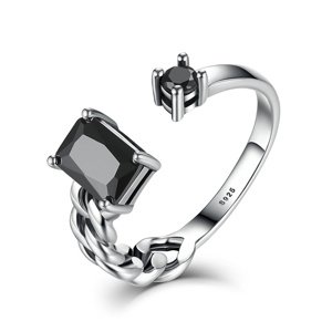Royal Fashion prsten Černý zirkon VSR043 Velikost: Univerzální 52-60 mm