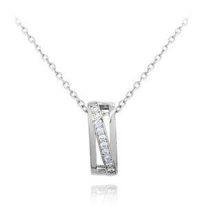 MINET Luxusní stříbrný náhrdelník s bílými zirkony