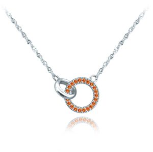 MINET Stříbrný náhrdelník KROUŽEK s oranžovými zirkony